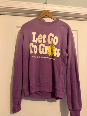 Madhappy Lavender Crewneck with Cream Logo & Yellow Daisy